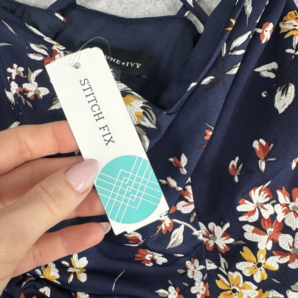 Fortune + Ivy Reign Floral Skater Dress Womens PM Navy NWT Stitch Fix - Picture 12 of 15